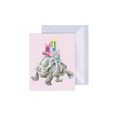 Tortoise with a pile of presents mini card