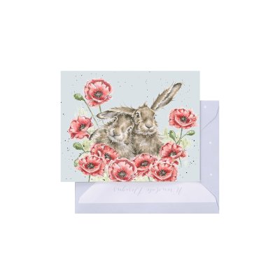 Hare amongst poppies mini card