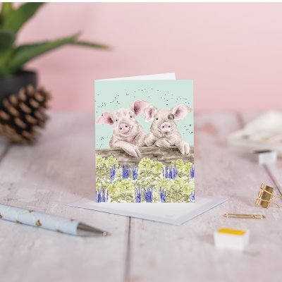 'Nosy Neigh-boars' Pig Mini Card