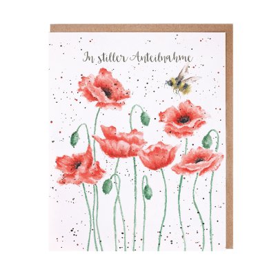 Bee and poppies German card