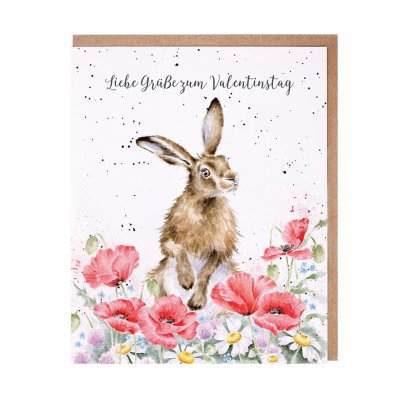 Hare amongst flowers German card