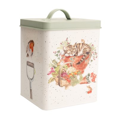 Garden storage tin with animal designs 