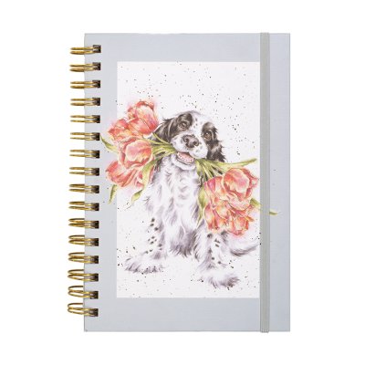 Spaniel dog and tulip A5 spiral bound notebook