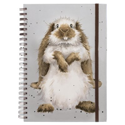 Big brown bunny illustration on an A4 notebook