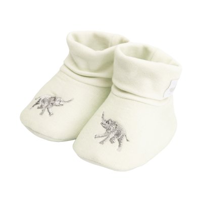 Baby booties with embroidered elephant