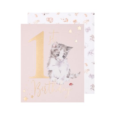 Cat 1st birthday card