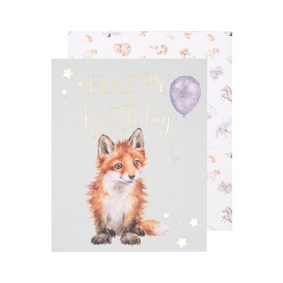 Party Time fox baby birthday card