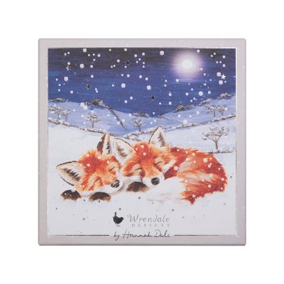 Foxes under the night sky luxury boxed Christmas cards