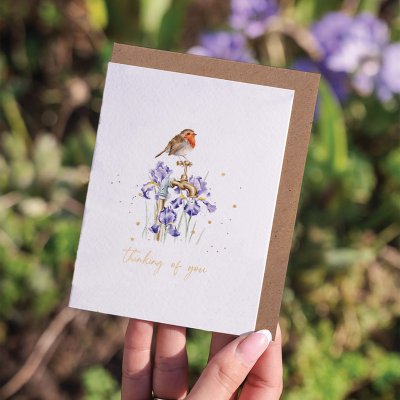 'The Gardener's Guest' Robin Thinking of You Little Sentiment Card