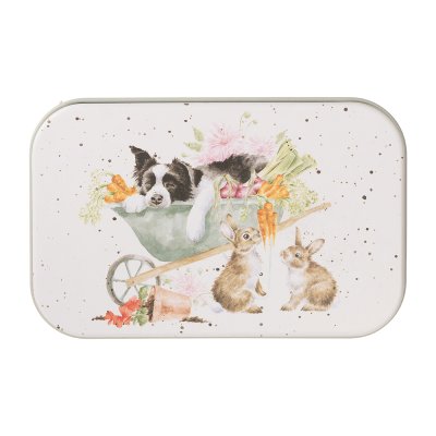 Mini tin with Boarder and rabbit design 
