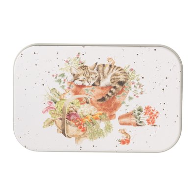 Mini tin with cat and vegetable design