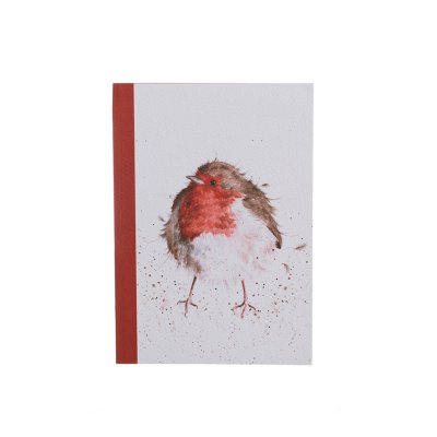A jolly robin on a paperback A6 notebook