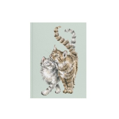 Cuddling cats illustration on A6 paperback notebook 