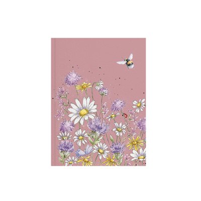 Bee and wild flower illustration on A6 paperback notebook
