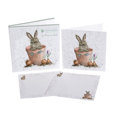 Rabbit in a plant pot notecard pack