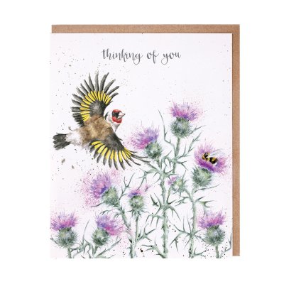 Gold Finch and thistle thinking of you card