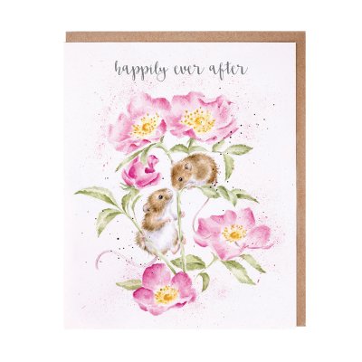Mouse and roses wedding or engagement card