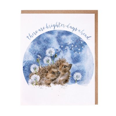 Hedgehog and dandelion brighter days ahead card