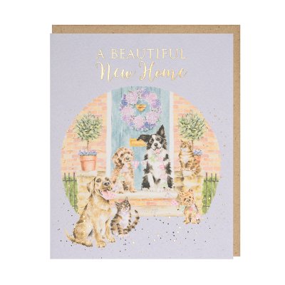 A Pawsome New Home Dog and Cat Card