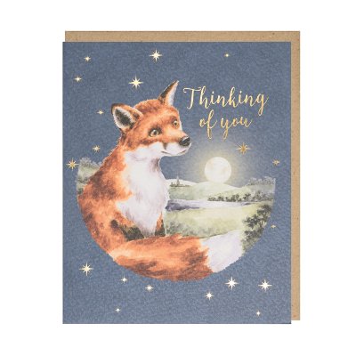 Stargazing Fox Thinking of You Greeting Card