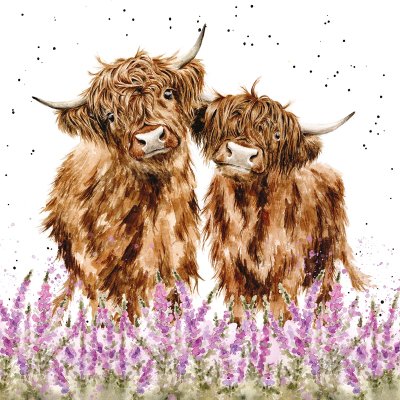 Illustrated highland cow wall art print