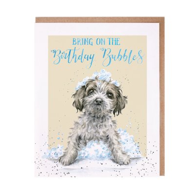 'Birthday Bubbles' dog birthday card
