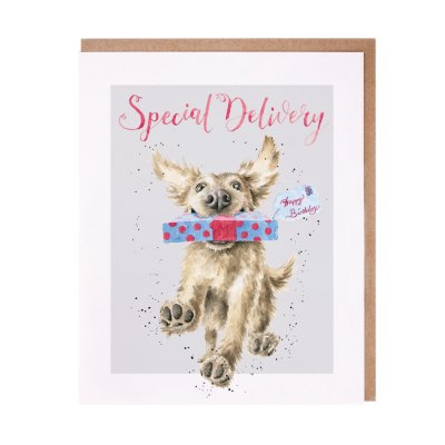 'Special Delivery' golden retriever birthday card