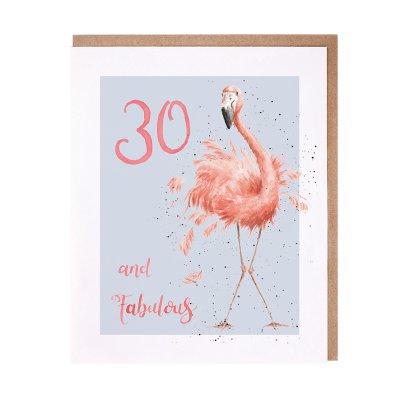 '30 and Fabulous' flamingo 30th Birthday Card