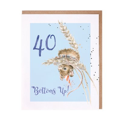 '40 Bottoms Up!' mouse 40th Birthday Card