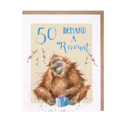 '50 Demand a Recount' Orangutan 50th Birthday Card
