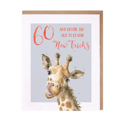 '60 And Never Too Old To Learn New Tricks'  giraffe 60th Birthday Card