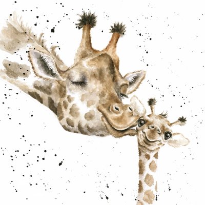 'First Kiss' giraffe artwork print