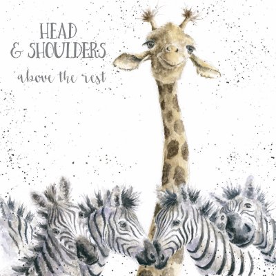 'Head and Shoulders' giraffe and zebra artwork print