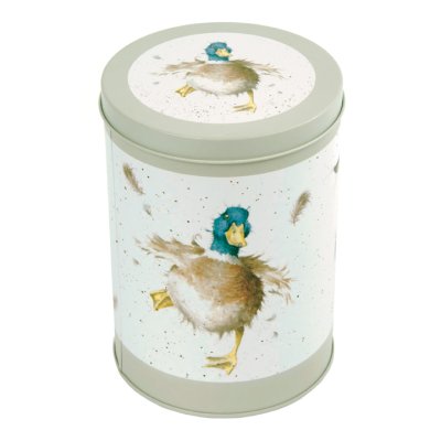 Duck and owl round storage tin