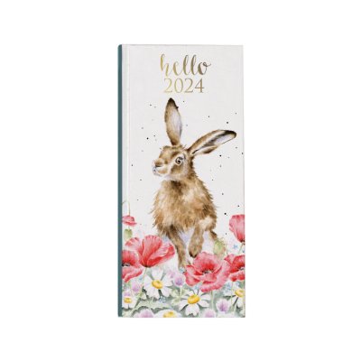 2024 slim diary with a hare and flower design