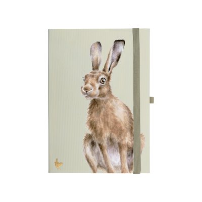Notebook with illustrated hare and gold page edges
