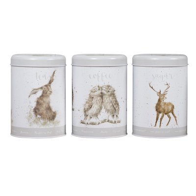 Hare, owl and stag tea, coffee, sugar canisters