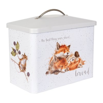 Fox, rabbit and mouse bread bin with a grey lid