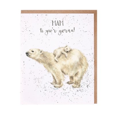 Polar bear Welsh Mam card