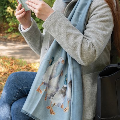 Duck Printed Scarf - Blue Winter Scarf