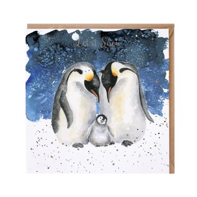 Penguin family Christmas card
