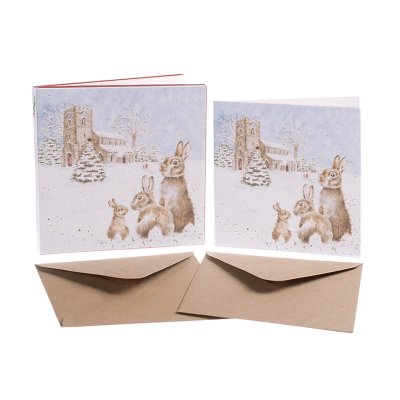 Rabbit and church boxed Christmas cards