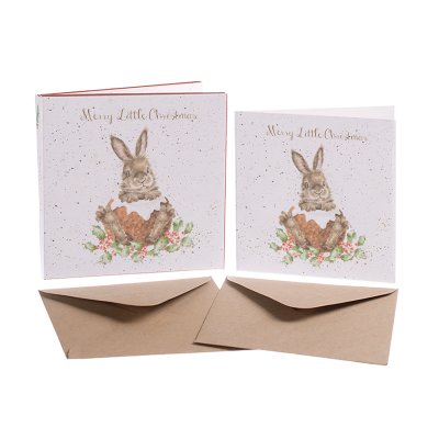 Rabbit in a Christmas pudding boxed Christmas cards