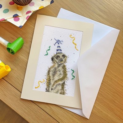 On the Lookout' Meerkat Cross Stitch Card