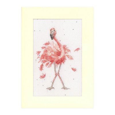 Flamingo cross stitch card