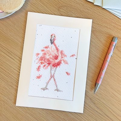 'Pretty in Pink' Flamingo Cross Stitch Card