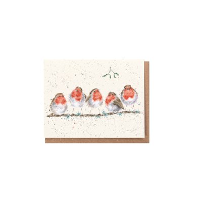 Robins on a branch mini Christmas card