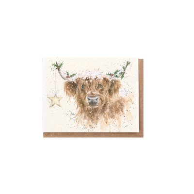 Highland cow mini Christmas card