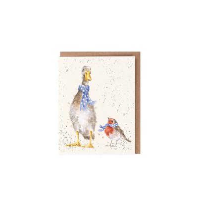 Duck and robin mini Christmas card