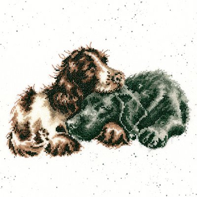 Spaniel and Labrador cross stitch